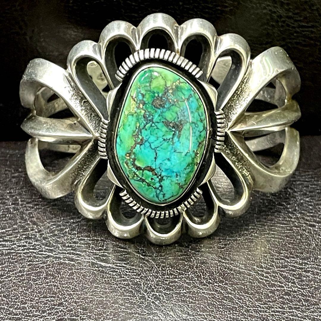 ナバホ族 アーロンアンダーソン ターコイズ SILVERバングル