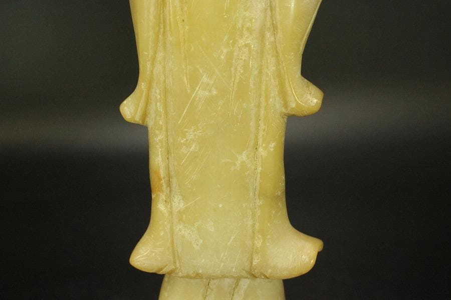 中国美術 蝋石 寿老人 置物(ZE468)