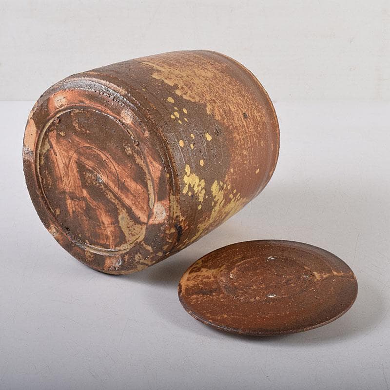 TM 益子焼　吉川水城作　金彩草文水指　共箱　C　7968