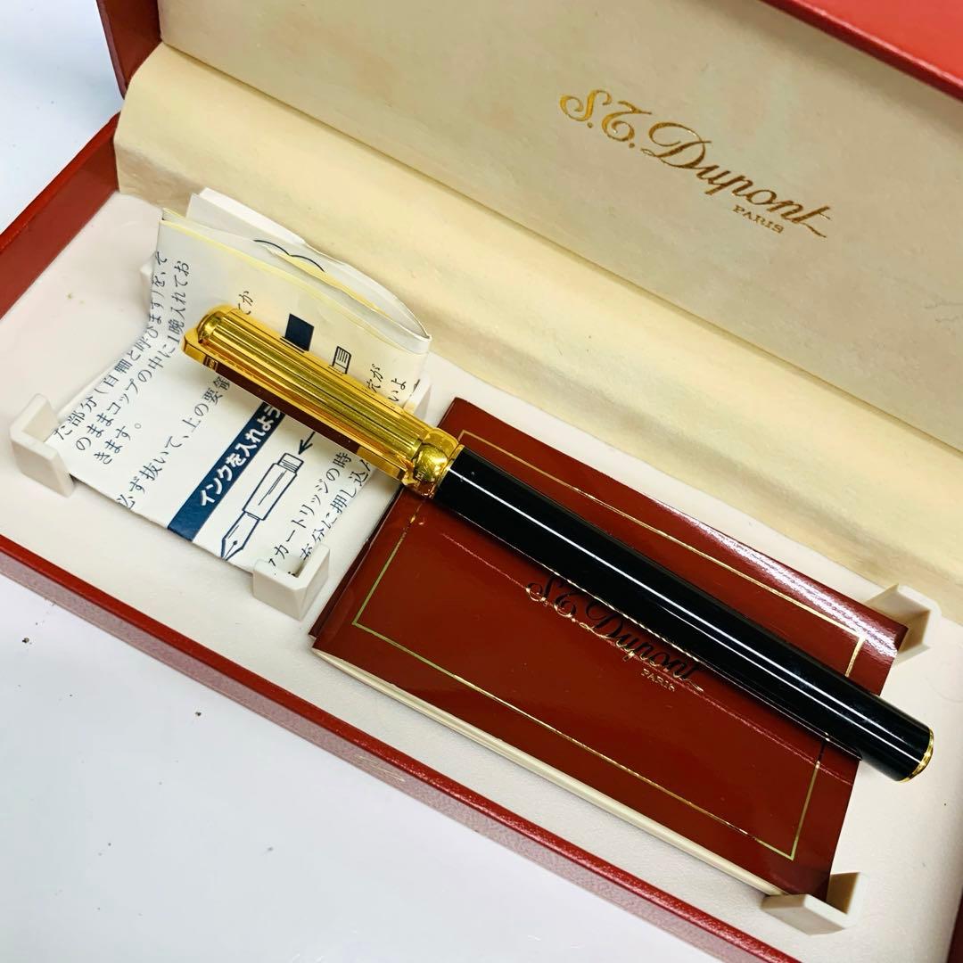 エステーデュポン 18金 万年筆 ゴールド ブラック 0821-S3549h