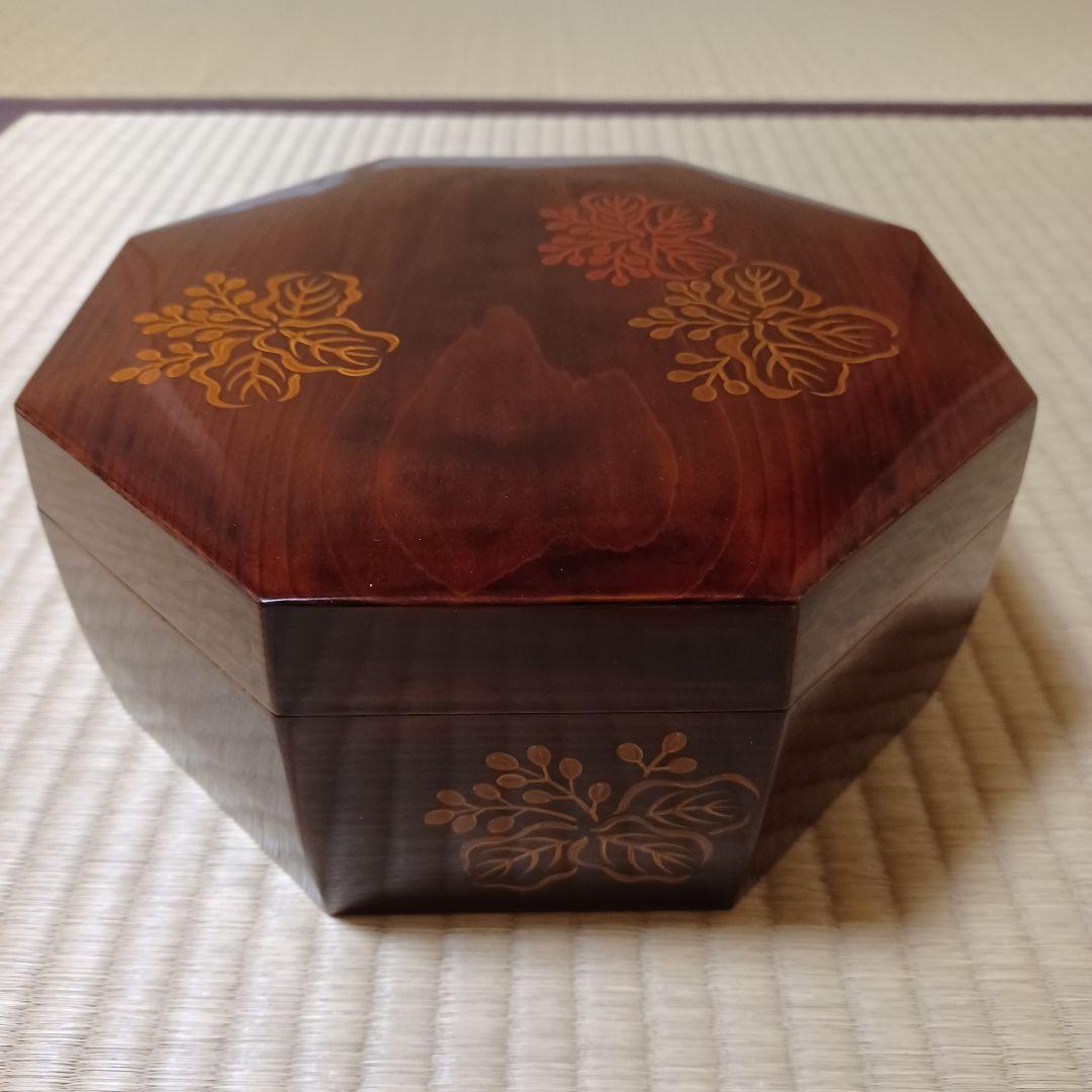 踊桐蒔絵　松溜塗　八角　食籠　平安　満樹　作　　桐箱有　表千家　茶道具　漆器　④