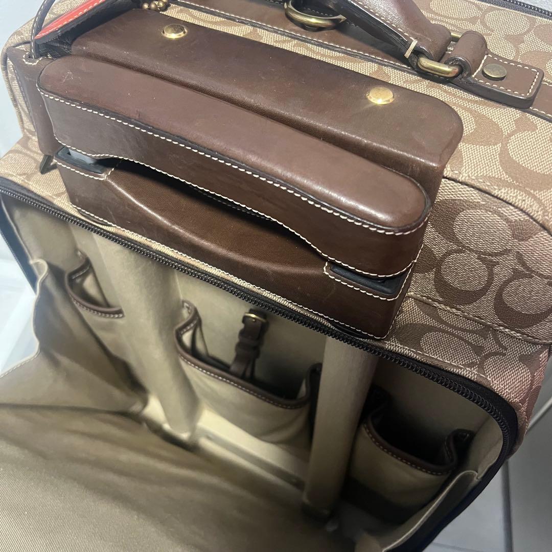 COACH コーチ　キャリーケース　スーツケース　シグネチャー　レザー　ブラウン