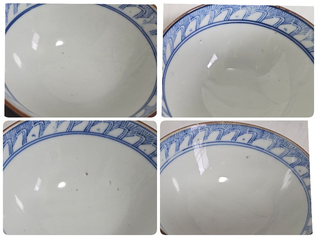 希少 旧家蔵出 東陽軒平八製 龍紋 染付 飯碗 五客  青華 龍図