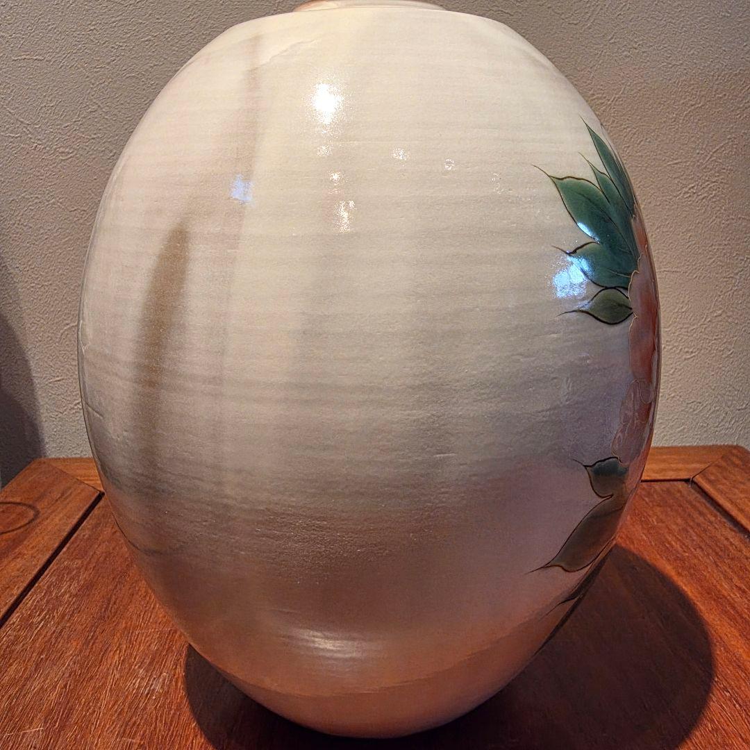京焼 清水焼 陶あん 陶葊 牡丹 花瓶 高25cm 日本製 白掛牡丹 花器 花生