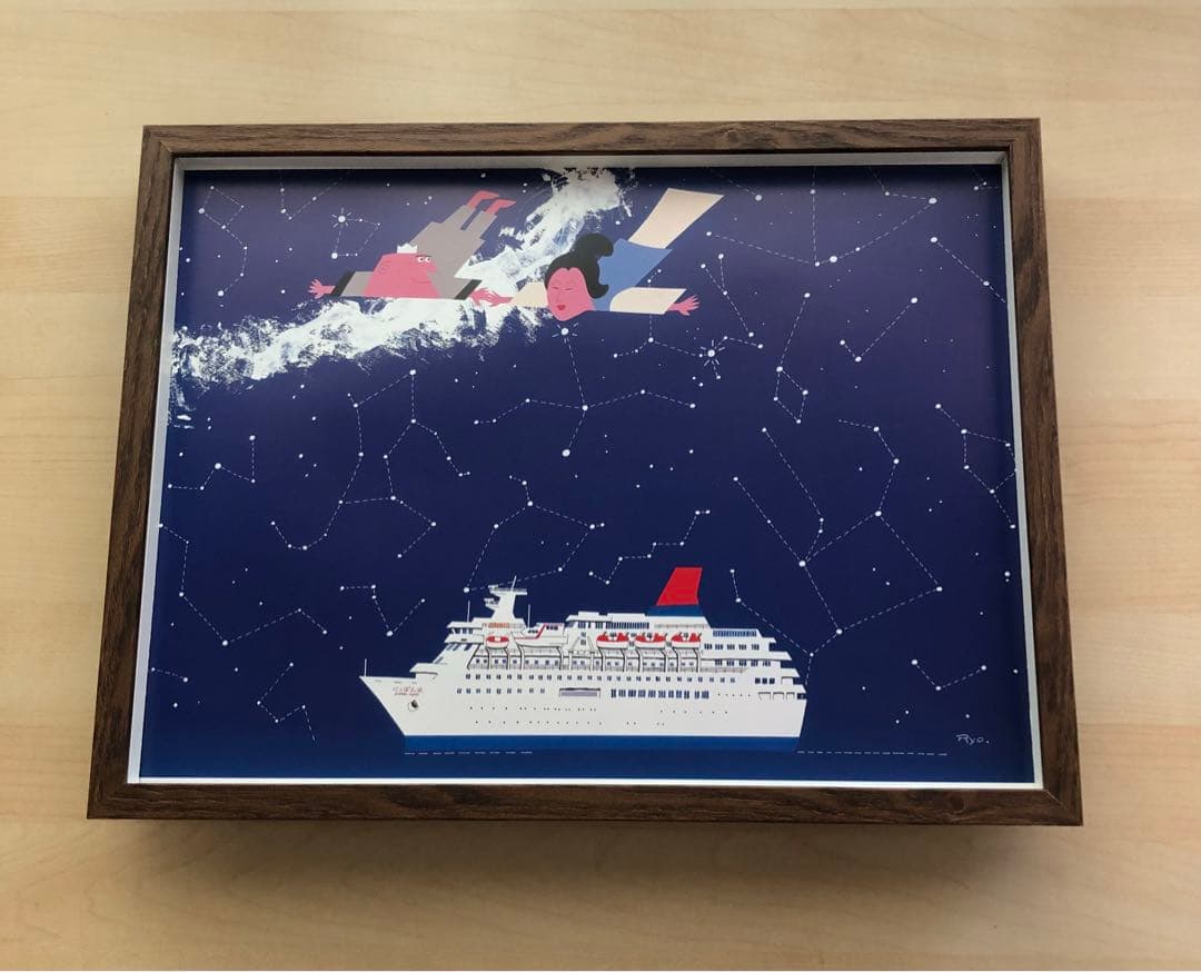 PK額装品 柳原良平 アンクル船長 にっぽん丸 天の川 織姫 A3額 ポスター風