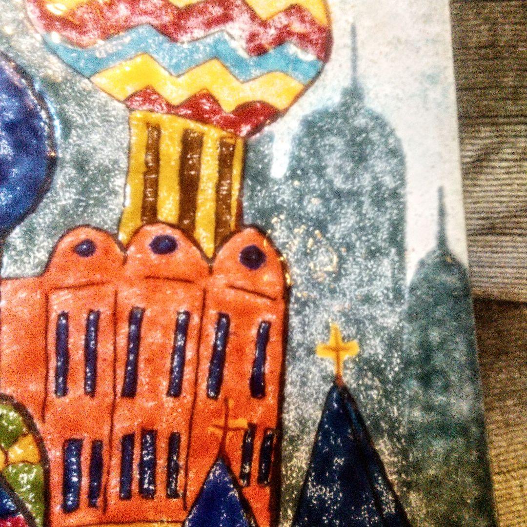 ヴィンテージ 七宝画 大聖堂 エナメル画 銅板 41✕32cm ワシリイ 正教会
