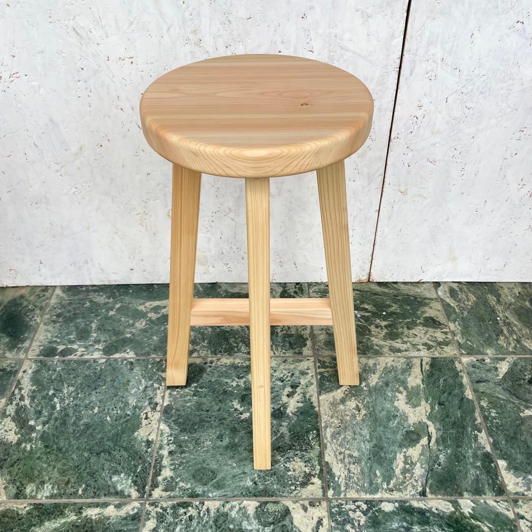 みかん　国産ひのき　木製スツール　カウンターチェアー　丸椅子　3脚