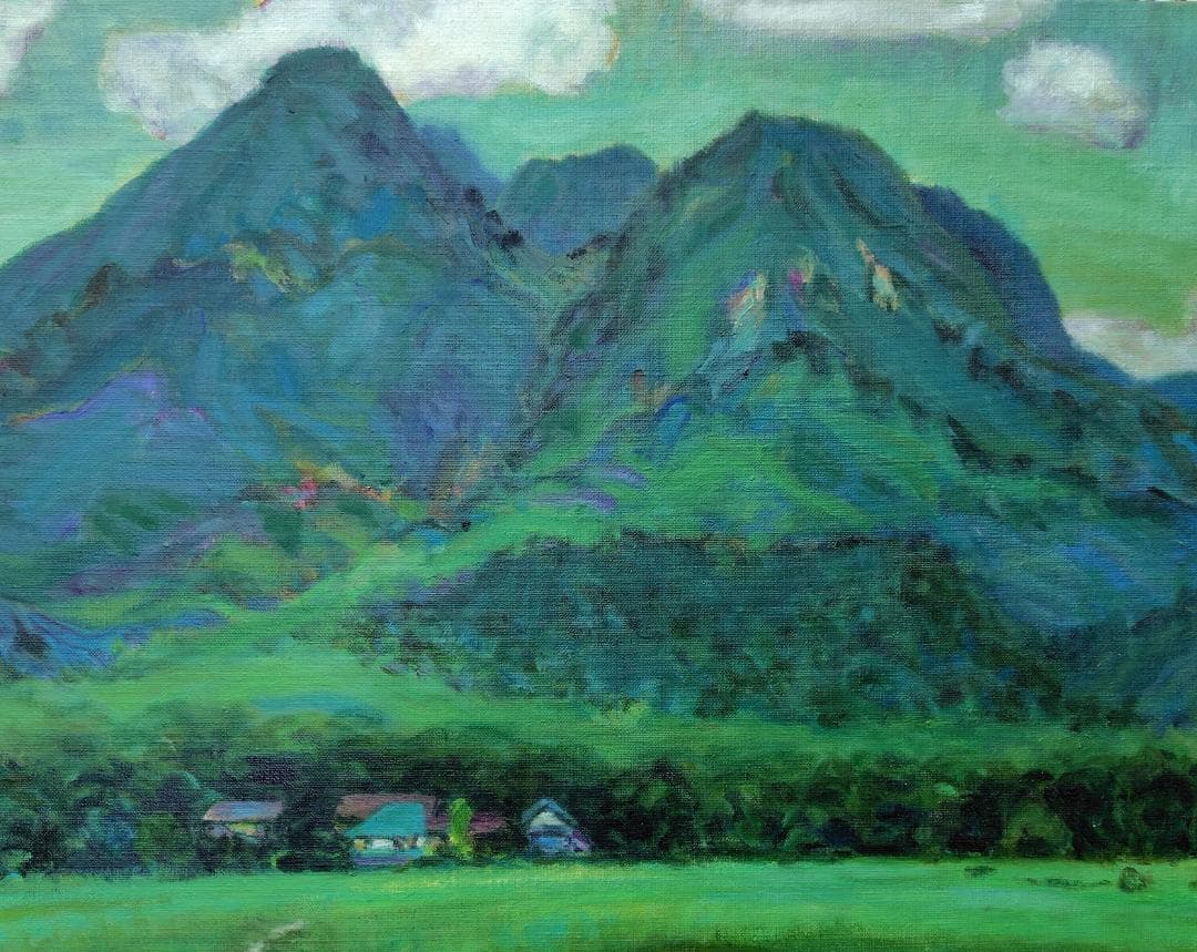 「行く夏」P15 1993 油彩画 風景画 油絵 アート 絵画 尾瀬 燧ヶ岳