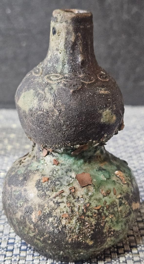 古代中国〜中国南方古陶磁器　中国古美術　漢時代　漢緑釉　瓢形小壺　鼻煙壺　古代壺