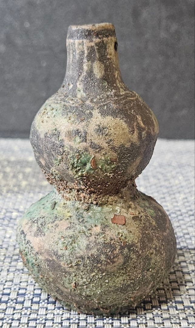 古代中国〜中国南方古陶磁器　中国古美術　漢時代　漢緑釉　瓢形小壺　鼻煙壺　古代壺