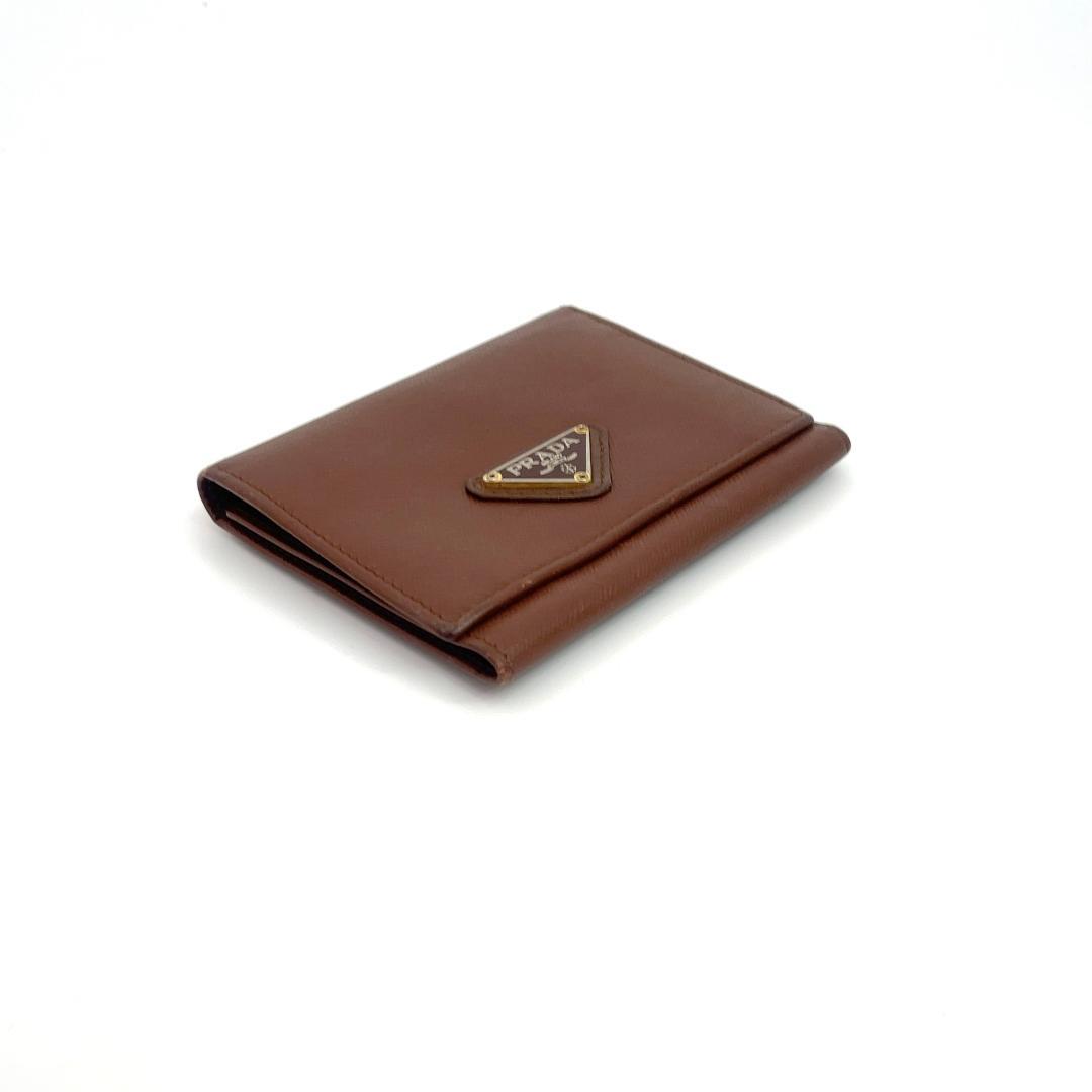 PRADA プラダ サフィア―ノレザー ブラウン 三つ折り 財布 Wallet