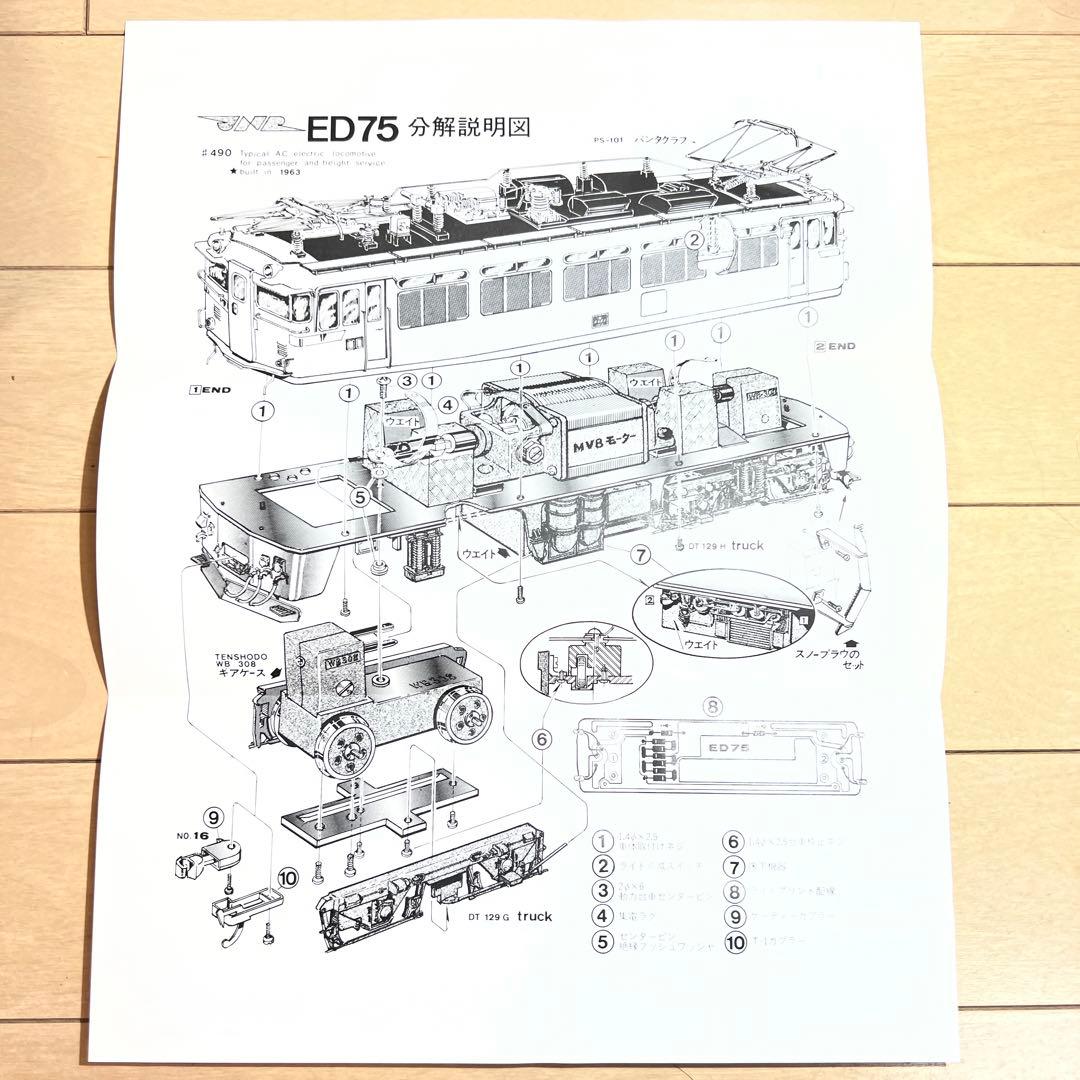 鉄道模型　ＨＯゲージ　天賞堂　国鉄交流電気機関車　ED75　1000前期型