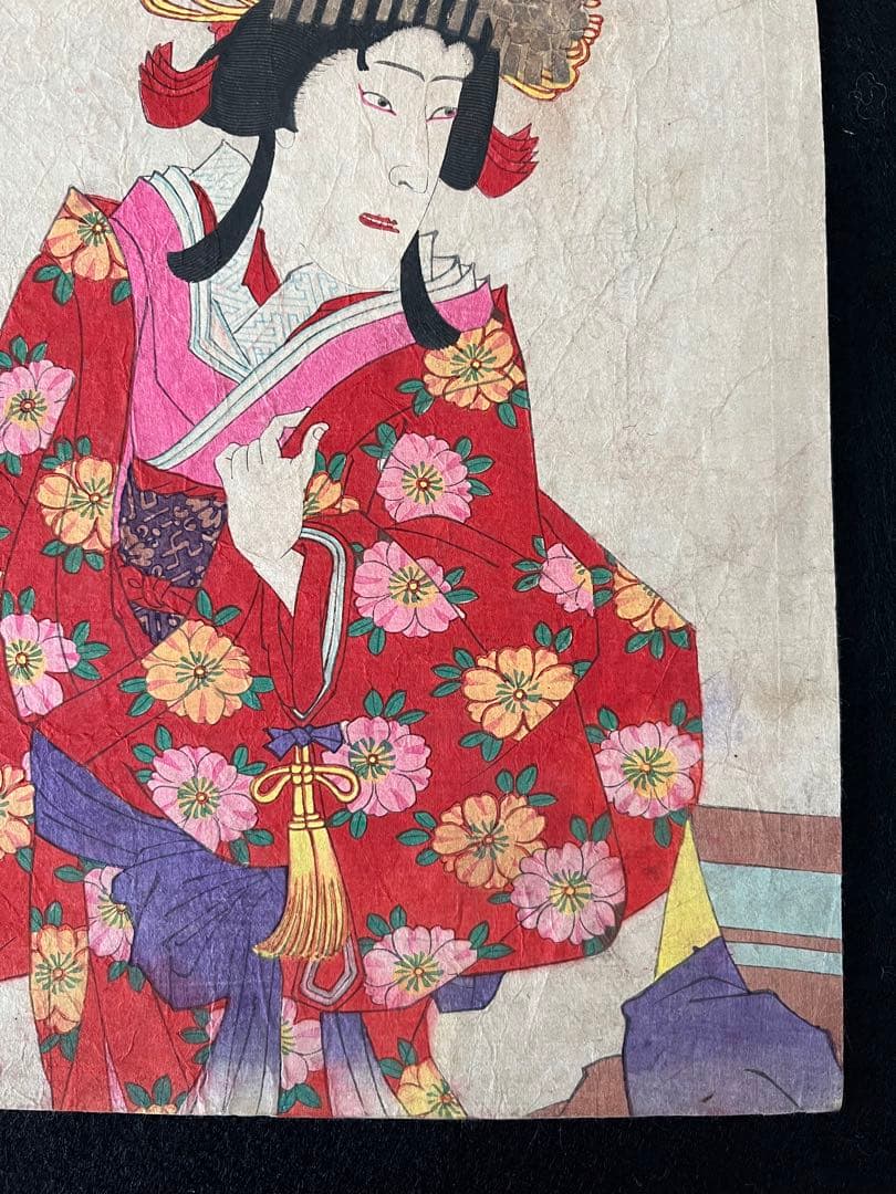 浮世絵　梅堂國貞　木版画　歌舞伎絵　役者絵　尾上蟹十郎　尾上榮三郎