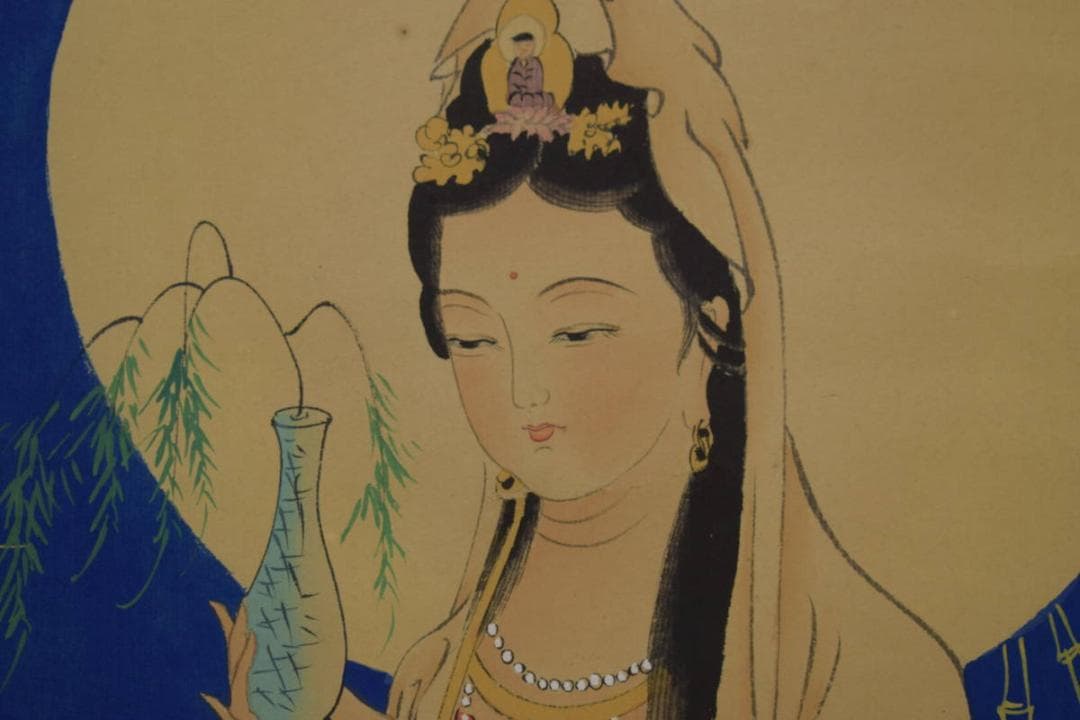 不詳/作者不詳/観音図/中国画/布袋屋掛軸HI-836