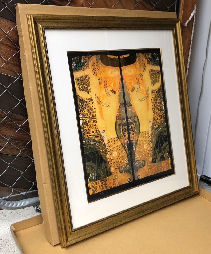真作保証 グスタフ・クリムト 水蛇 額装67 /250 Gustav Klimt