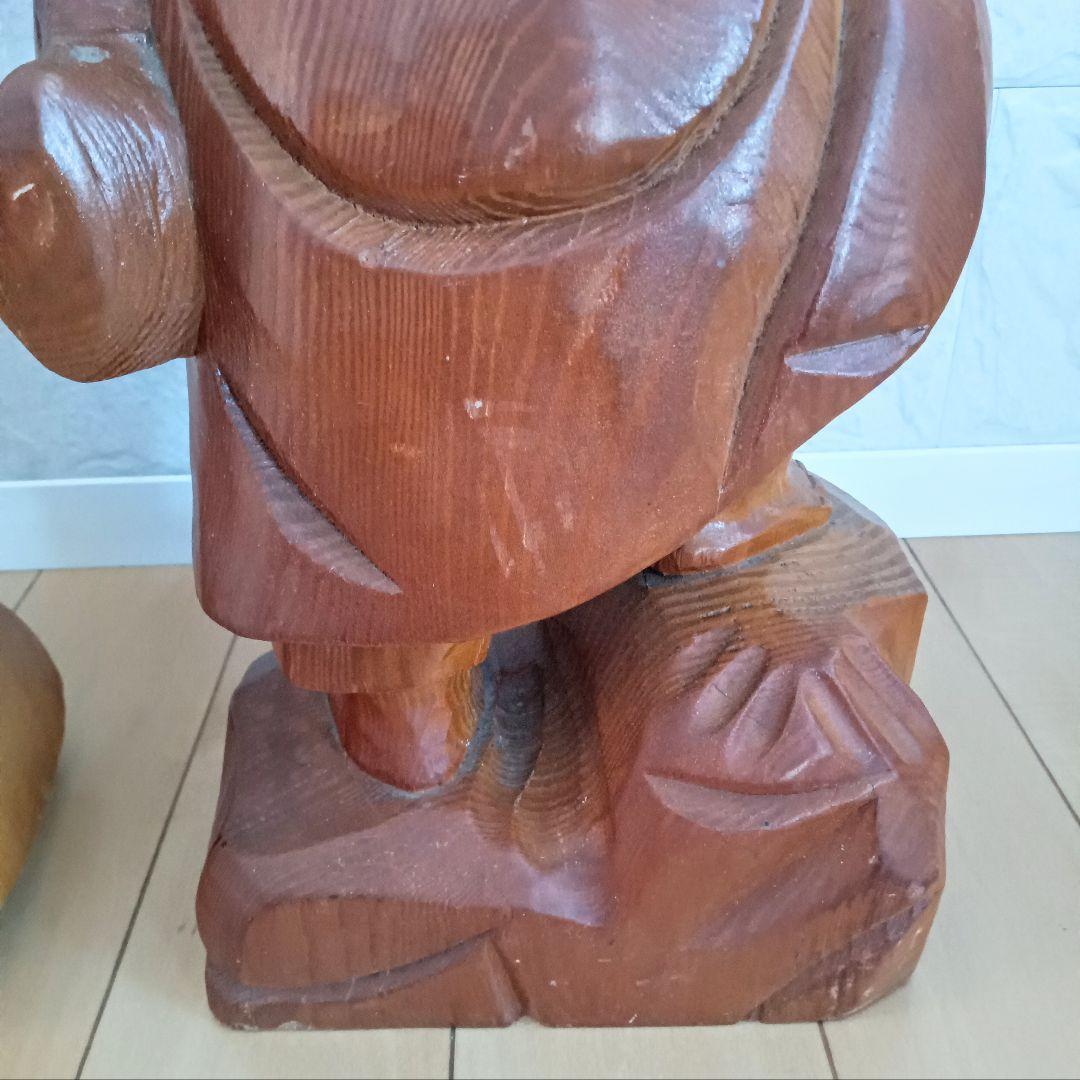 七福神 恵比寿様 大黒天様 縁起物 木彫り 木製 置物　打ち出の小槌 米俵