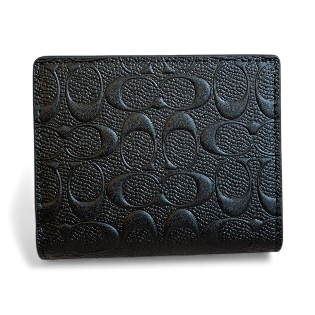 【新品・箱/袋/タグ付】COACH 折り財布　ブラック　二つ折り財布　レザー