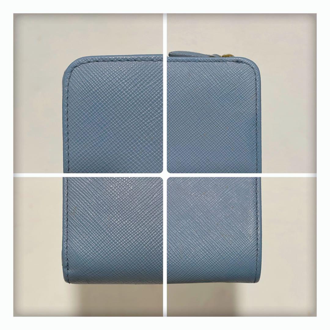 ✨大人気カラー✨ PRADA プラダ サフィアーノ 二つ折り財布 ライトブルー
