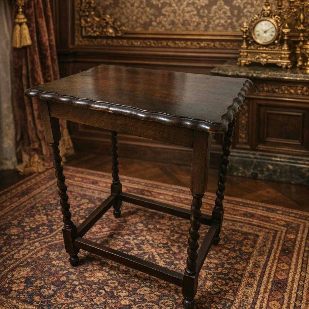 英国アンティーク　サイドテーブル　ディスプレイ　店舗什器　オーク材