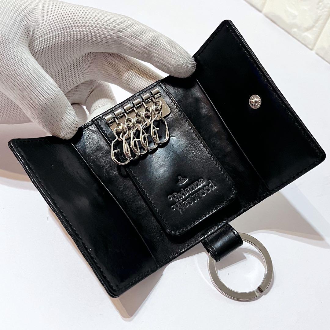 Vivienne Westwood オーブ 型押しレザー 5連キーケース 黒