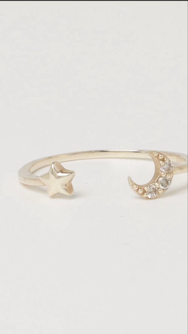 星と月リングk10YGダイヤ0.03ct
