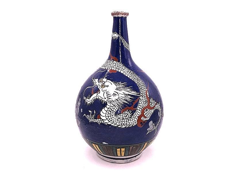 【 雲龍図大徳利花生 】　古九谷角福印　高33.7ｃｍ