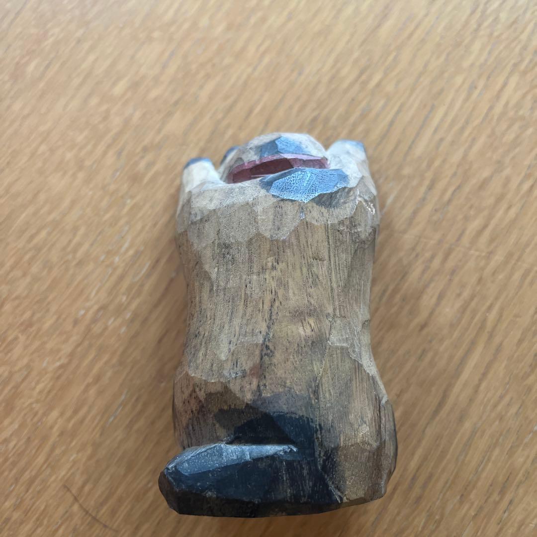 松田一戯　木彫り　両手招き猫　1989年