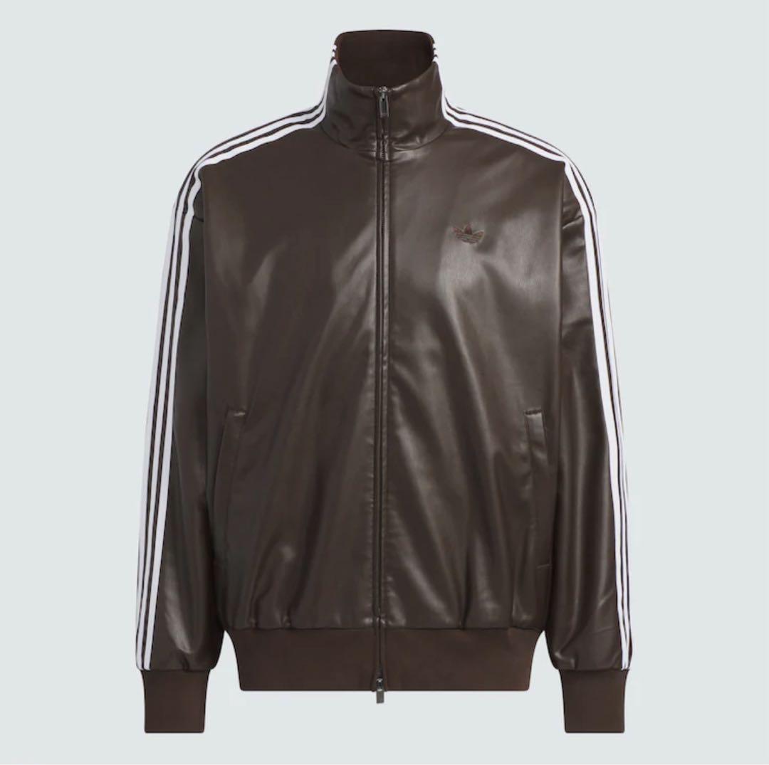 新品XL⭐️adidas フェイクレザー ジャケット ダークブラウン