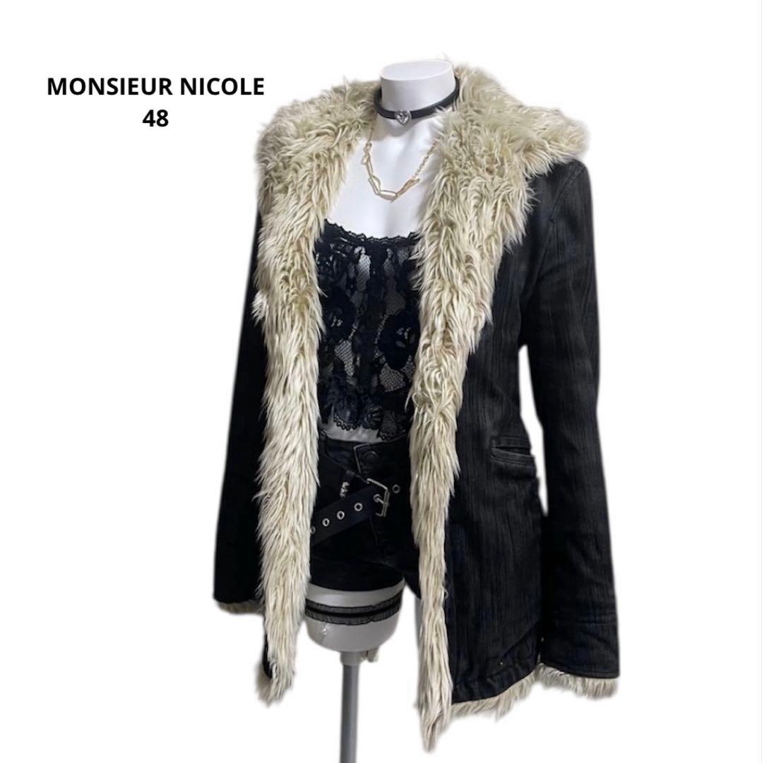 MONSIEUR NICOLE ファージャケット　お兄系　平成　y2k 黒