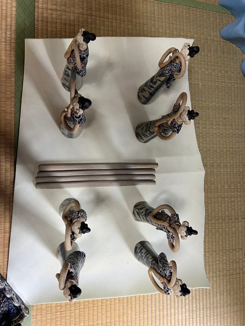 【珍品】神輿雛人形　青芳人形砥部焼　雛人形10体セット　青芳窯　森元青芳