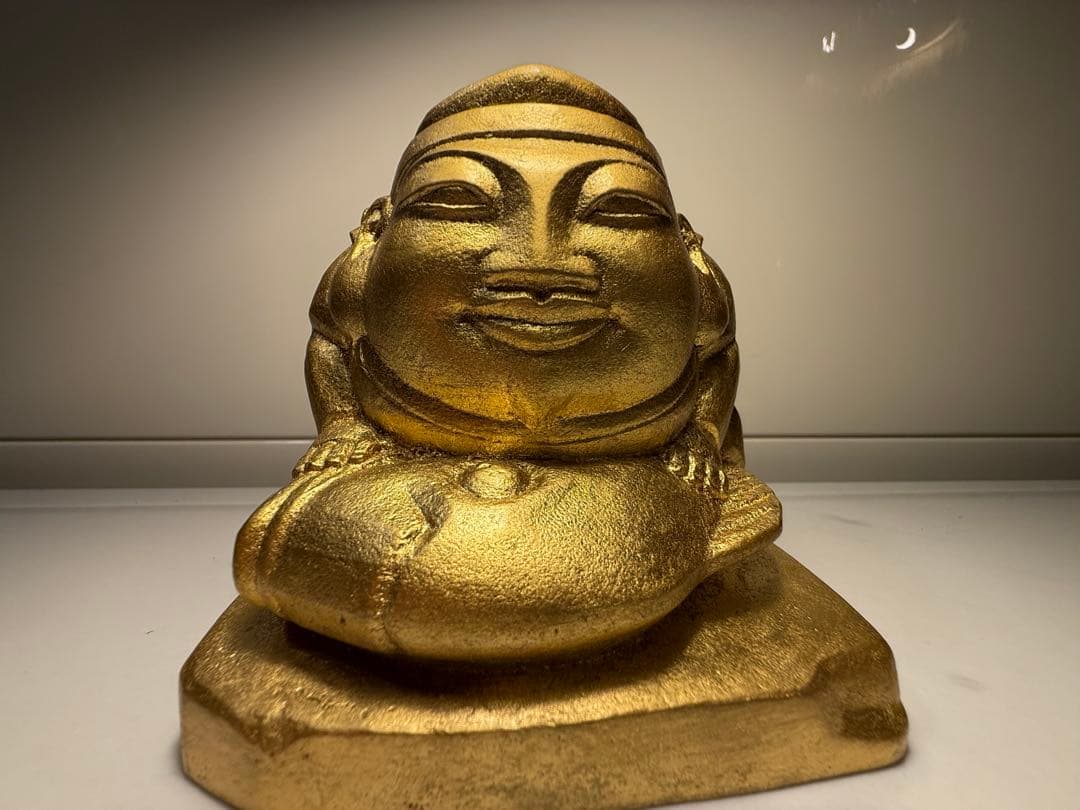 平櫛田中作　福徳恵比須座像　金箔ブロンズ像　田中名刻印