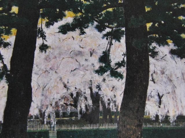 福島一二三、【御所の春】、希少な限定額装用画集画、新品高級額 額装付
