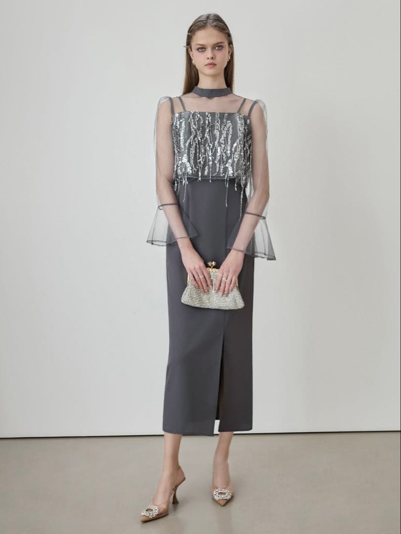 2WAYスパンコールビスチェチュールIラインワンピースドレス結婚式二次会成人式