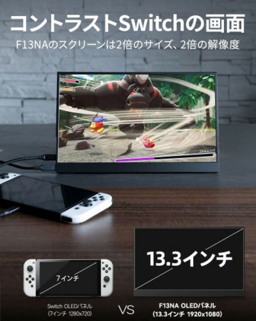 Intehill ポータブルモニター13.3インチ フルHD F13NA