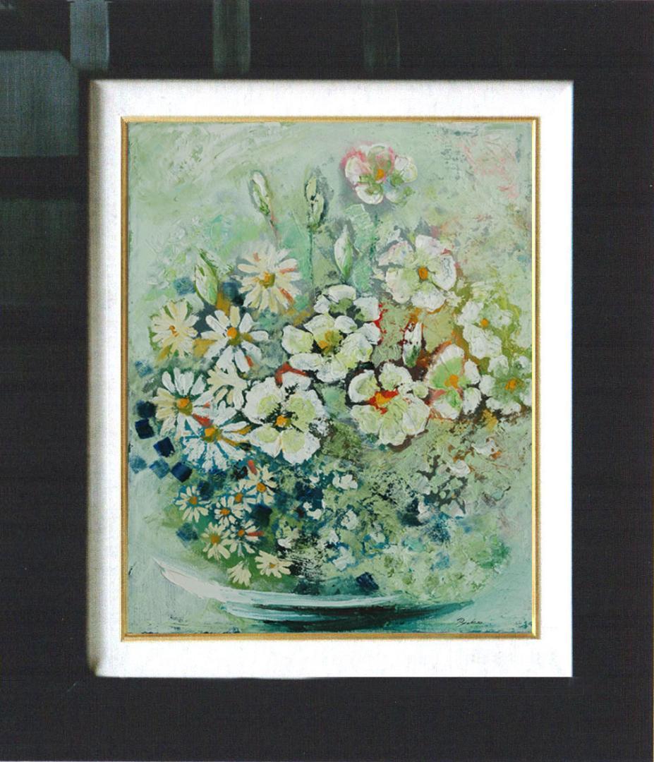 油絵 菅家令子 絵 絵画 インテリア 額付(白) uF6-112802 花