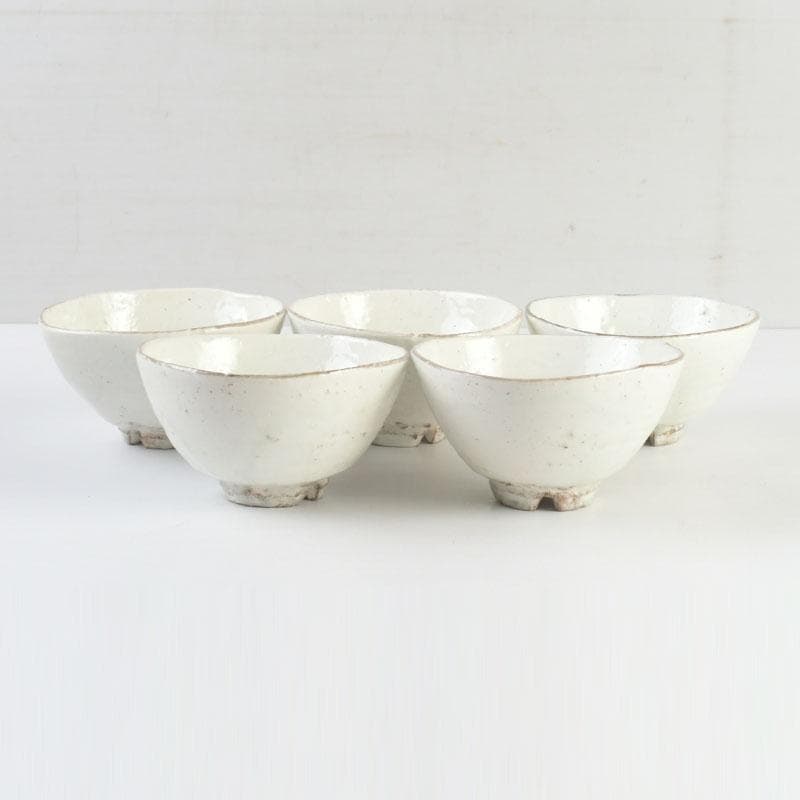 和食器　茶懐石　寿康窯　柳楽泰久作　粉引手　小鉢　五客　共箱　C　9333