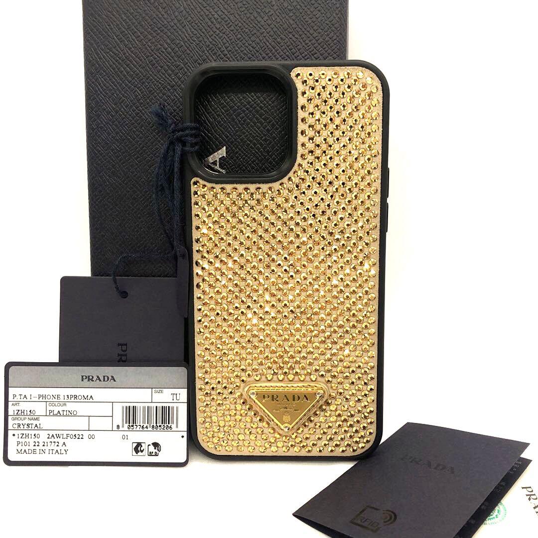 プラダ PRADA iPhone13 pro maxケース ゴールドスパンコール