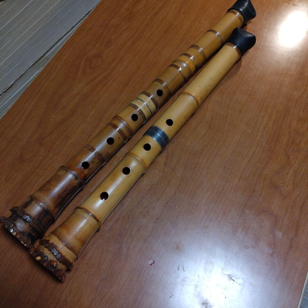 値下げ都山流　一尺八寸管と六寸管　翆山銘二つ印