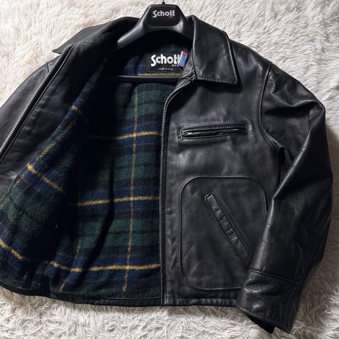 悪*鬼様 美品/廃盤品✨schott トラッカージャケット　652 本革　ブラッ