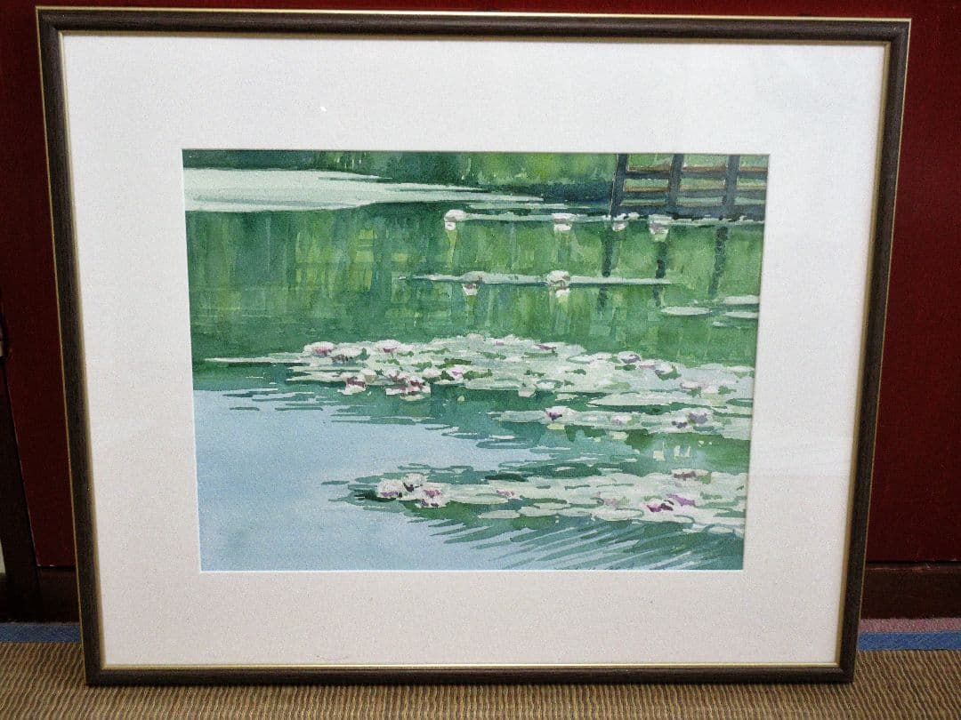 水彩画「蓮池」