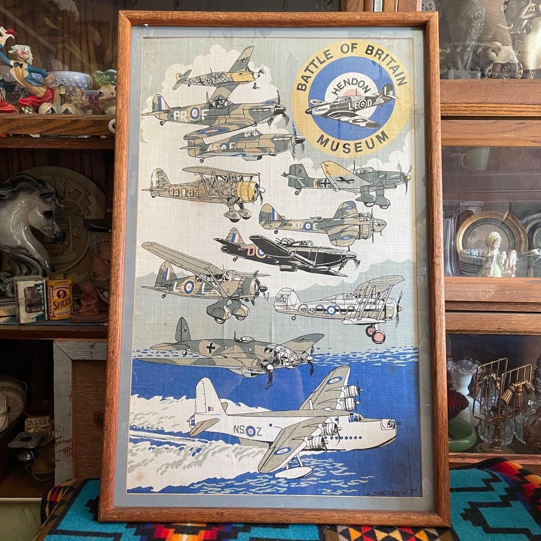 希少品！特大！70sアメリカアンティーク　イギリス空軍飛行機の壁掛けヴィンテージ