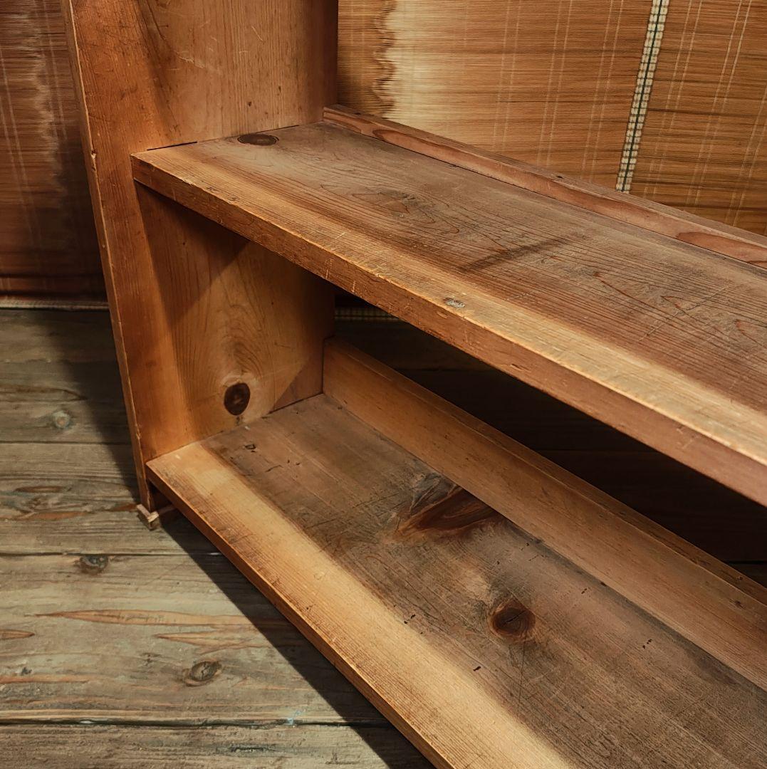 楔本棚　木製本棚4段　オープンラック　昭和レトロ　古家具