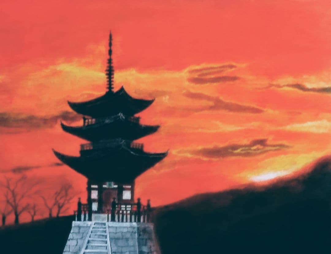 日本画夕焼け