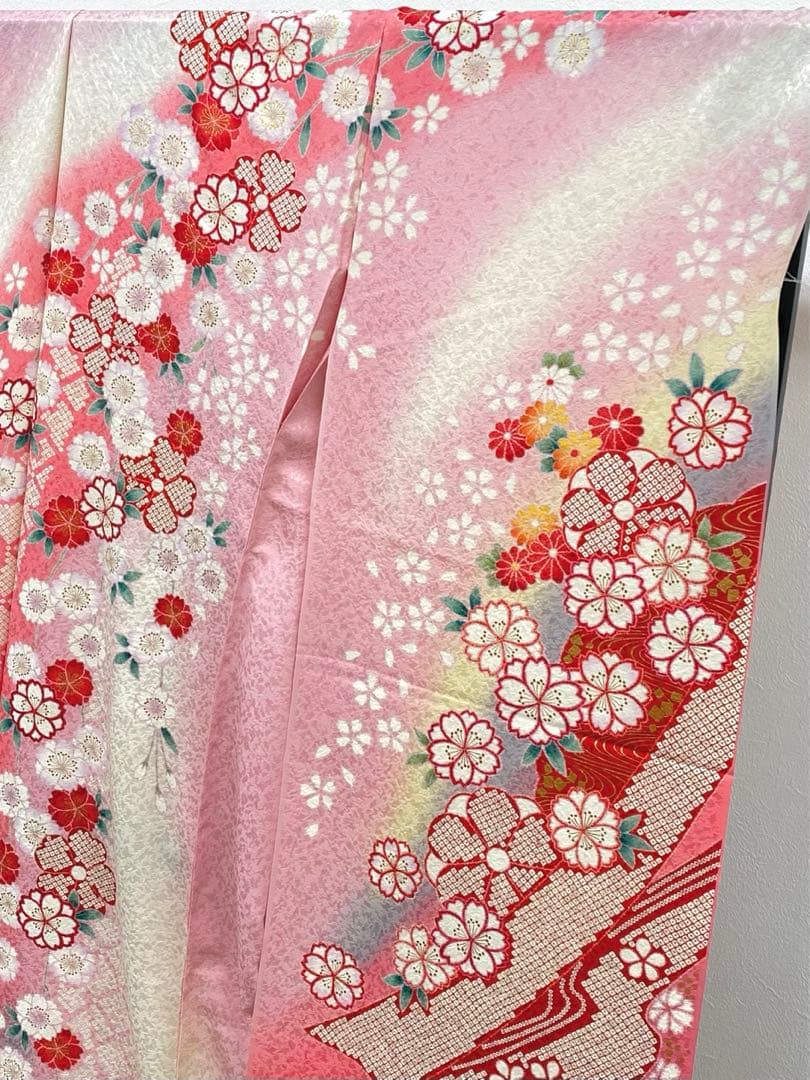 振袖 仮絵羽 金彩 紋意匠 正絹 未仕立て品 八掛付き
