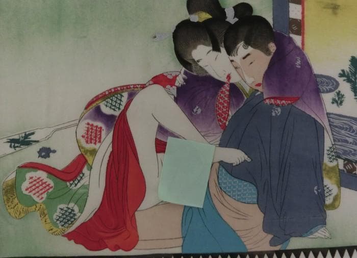 最終特価！浮世絵　春画 絹本　肉筆 3種3枚 美人図 枕絵 秘画