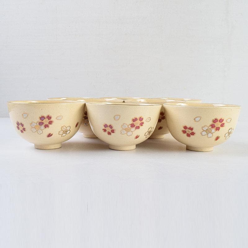 茶道具　京焼　野々村仁清　色絵桜文　数茶碗　八客　M　R9336