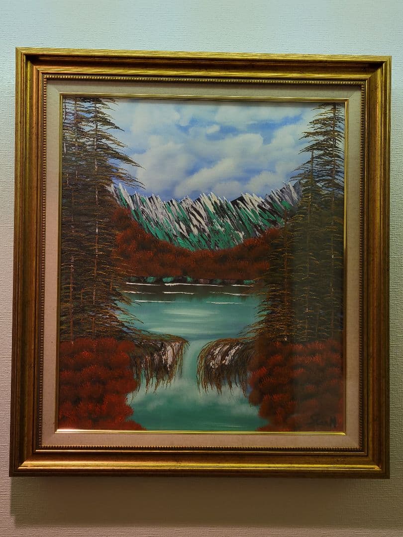 絵画 Mountain Waterfall