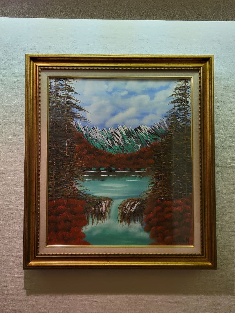 絵画 Mountain Waterfall