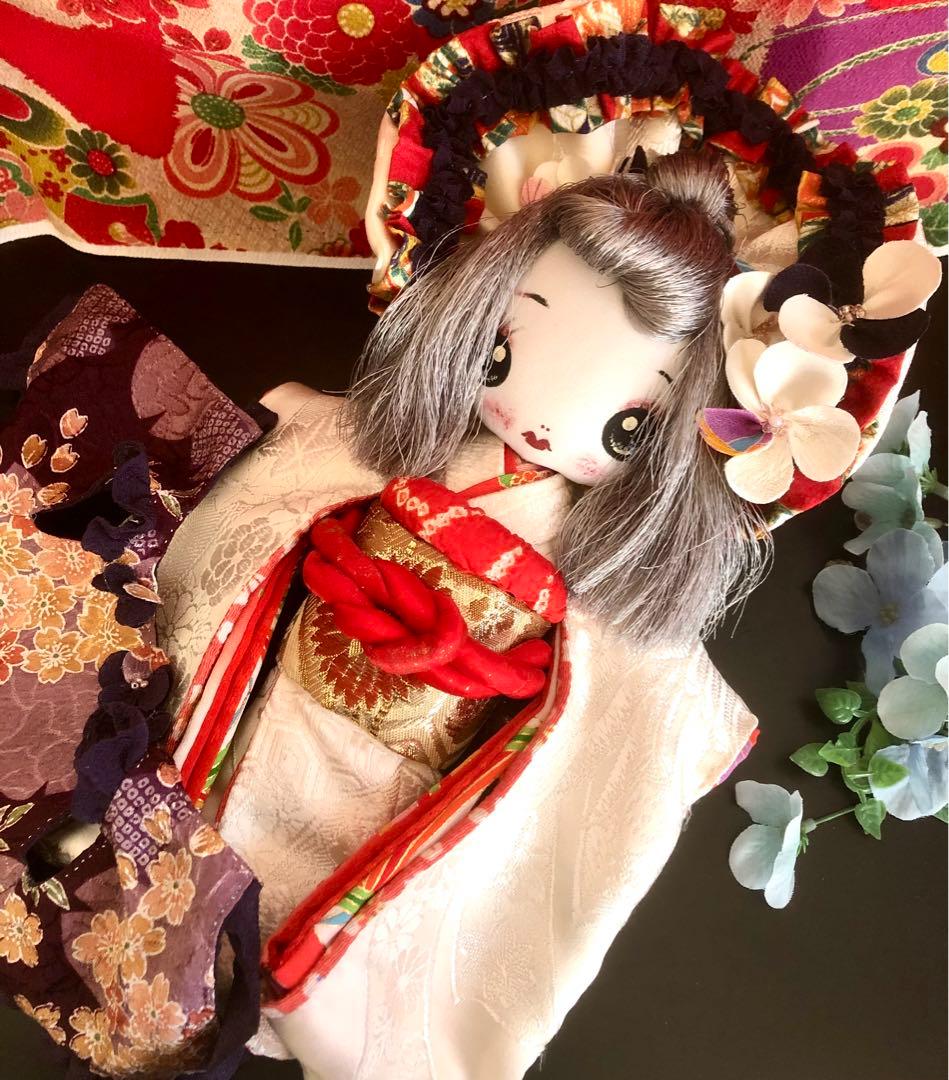 ＊夢 文化人形＊白無垢乙女♡創作文化人形約30cm着物人形エプロン＊