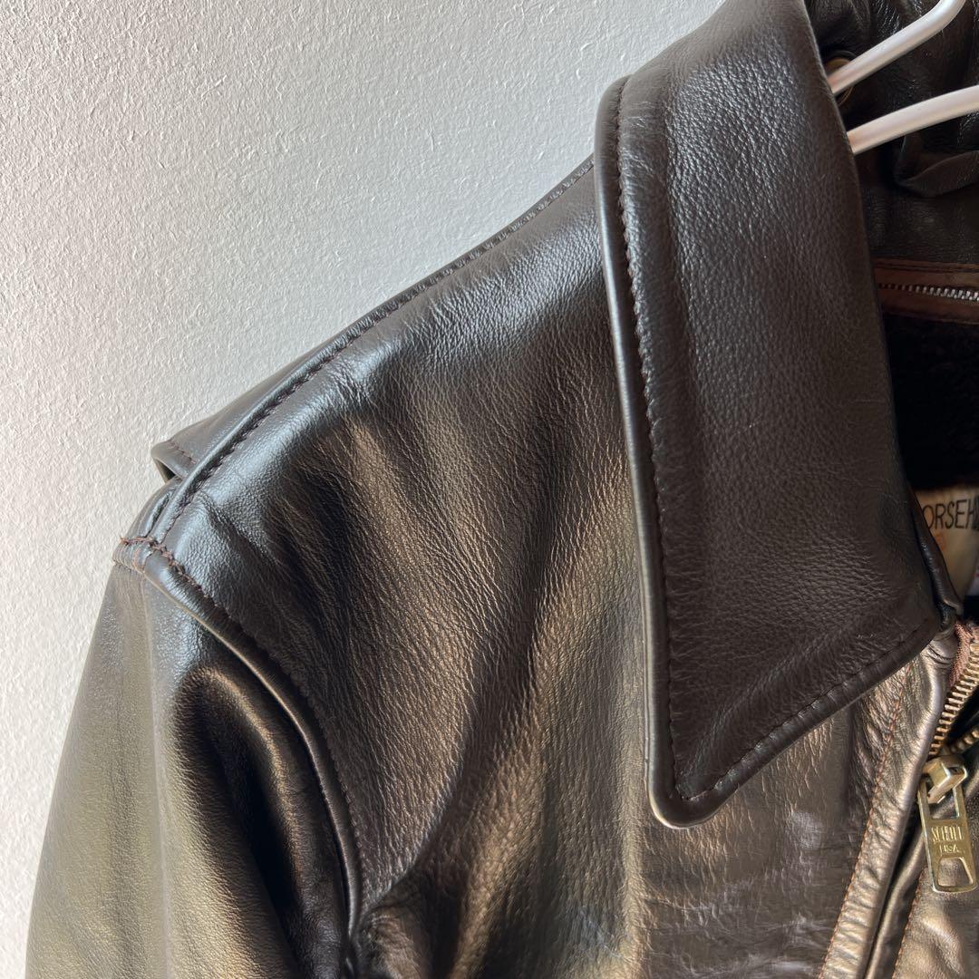 希少✨schott 襟付ライダースジャケット 652H ホースハイド　38 馬革